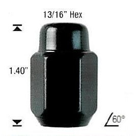 1/2" BLACK ACORN WHEEL NUT