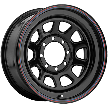 NHT Classics Black Daytona 5-165.10 16X8 Gloss Black Steel 4.50" BS