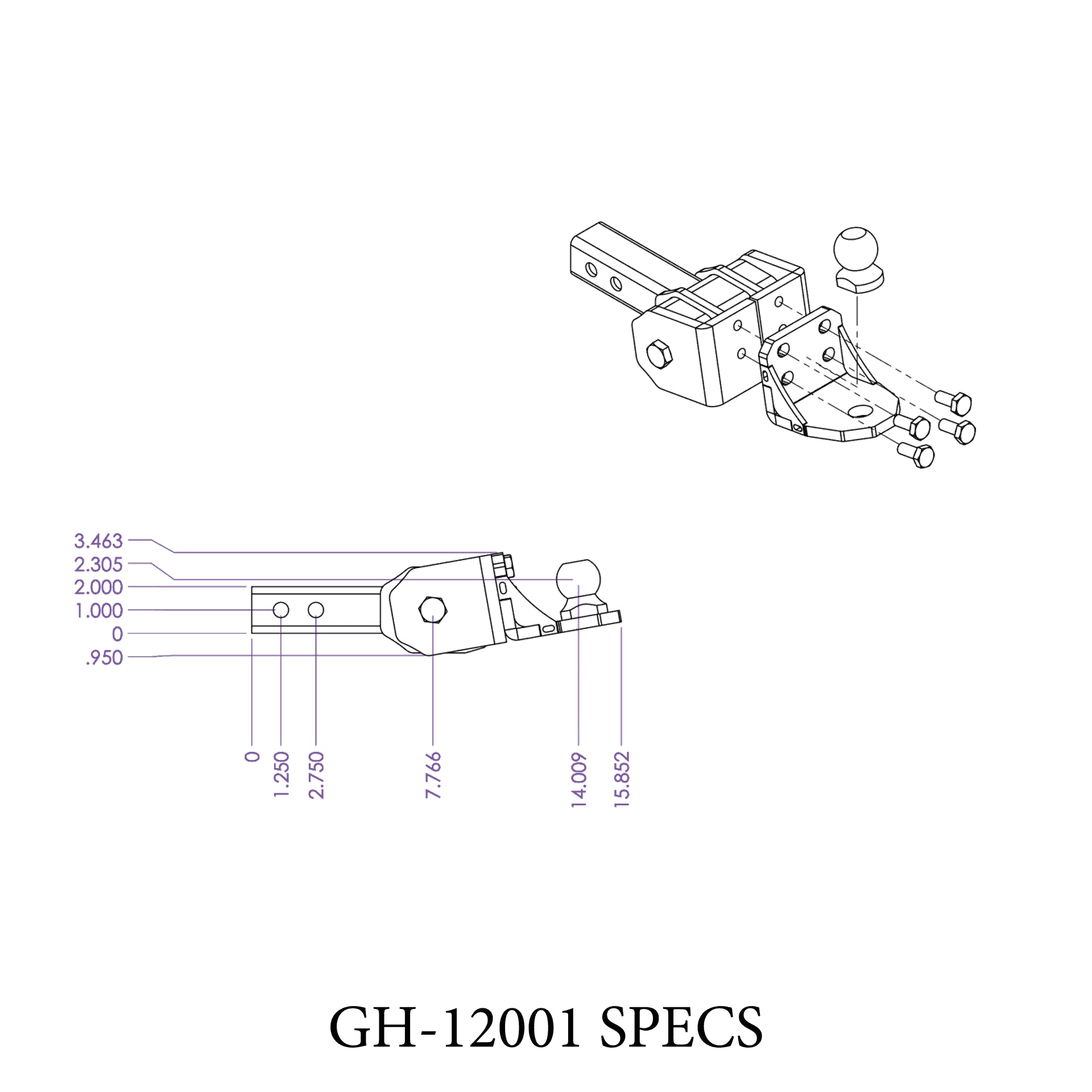 Gen-Y Glyder 2" Drop Torsion-Flex Ball Mount 2″ Shank