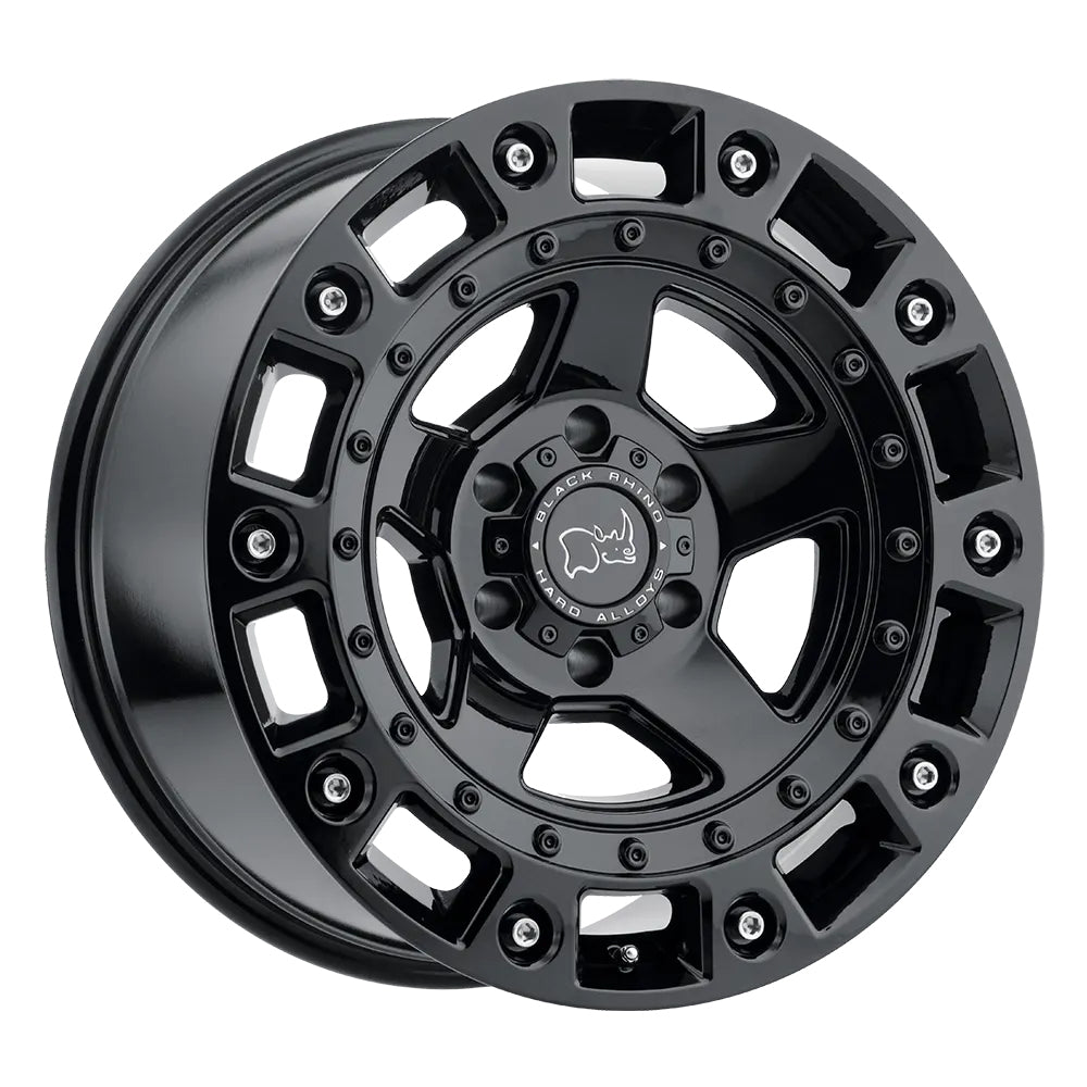 Black Rhino Cinco 6-139.7 (6-5.5") 18X9.5 Gloss Black with Stainless Bolts +12mm Offset 1895CNC126140B12