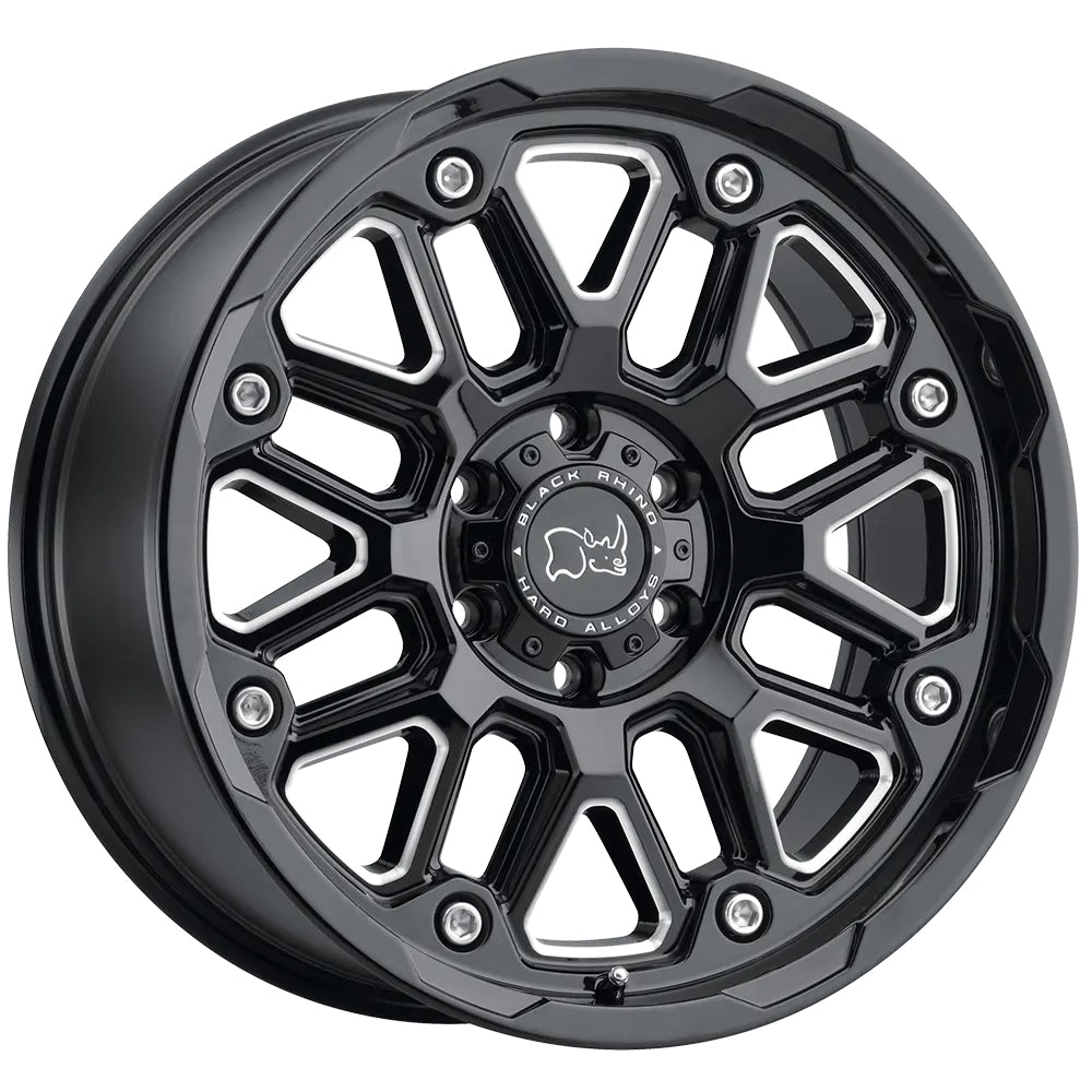 Black Rhino Holister 8-165.1 (8-6.5") 20X9.5 Gloss Black Milled Spokes -18mm Offset 2095HSR88165B22