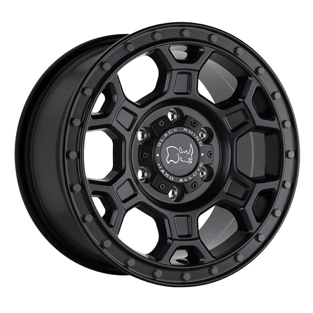 Black Rhino Midhil 6-130 17X8 Matt Black with Gunmetal Bolts +38mm Offset 1780MHL386130G84
