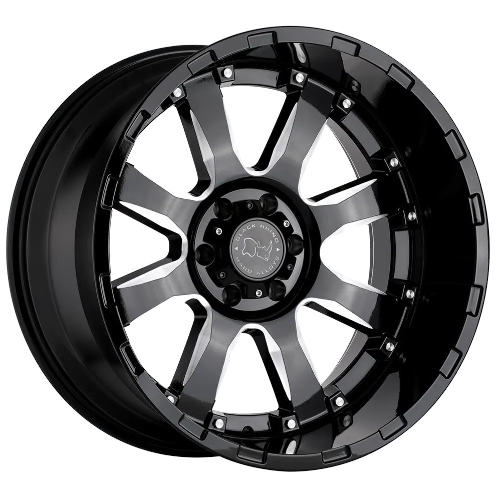Black Rhino Sierra 6-139.7 (6-5.5") 17X9 Gloss Black with Milled Spoke +12mm Offset 1790SRA126140B12