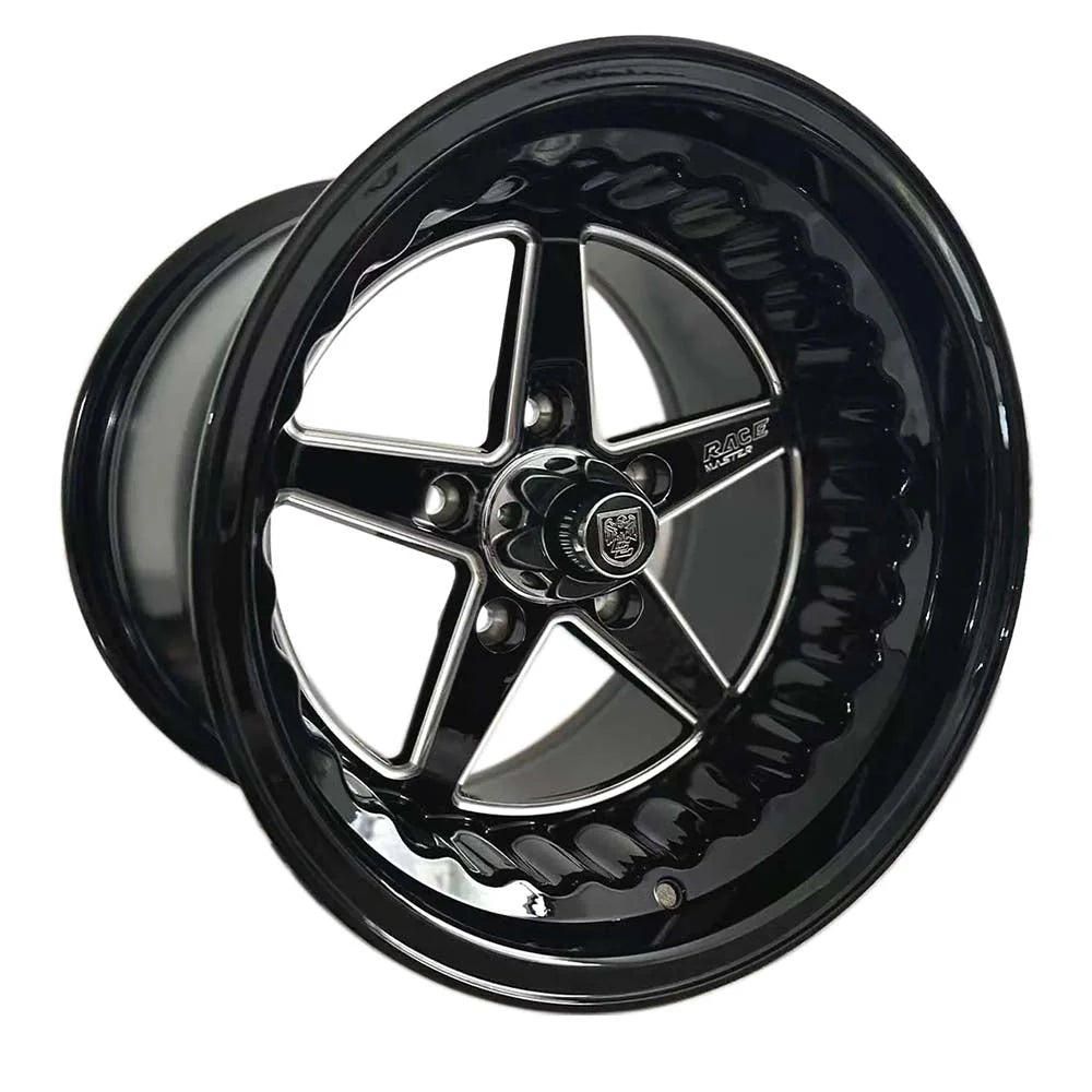 Classicline Racemaster 5-120.65 (5-4.75") 15X7 Gloss Black 4" BS