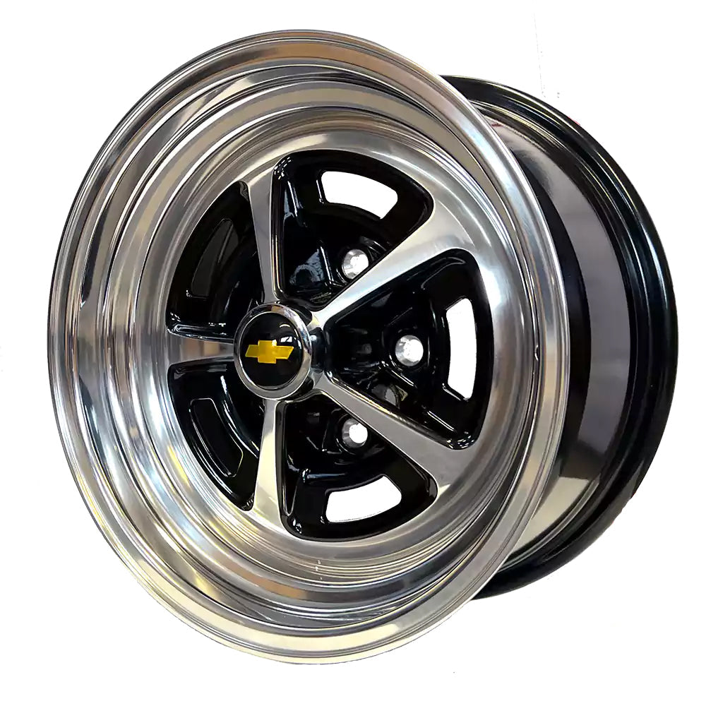 US Muscle Magnum 500A 5-120.65 (5-4.75") 15X8 Gloss Black with Polished Face 4.25" BS