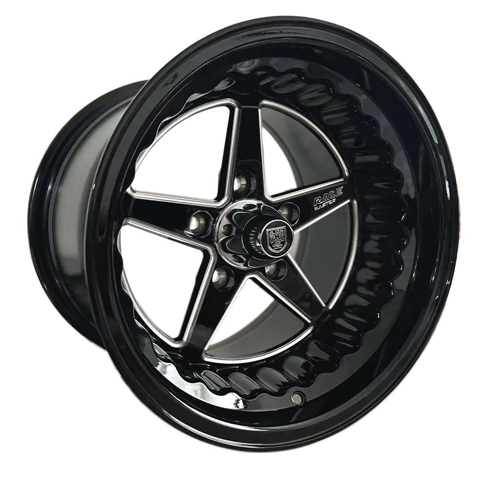 Classicline Racemaster 5-120.65 (5-4.75") 15X8 Gloss Black 4.5" BS