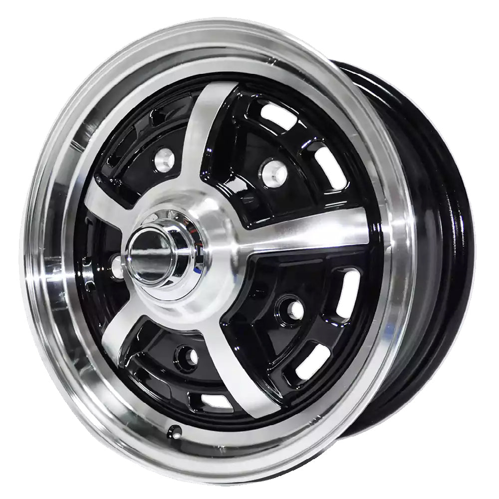 US Muscle VW Sprint Master 4-130 15X5 Gloss Black Polished Face 4.00" BS