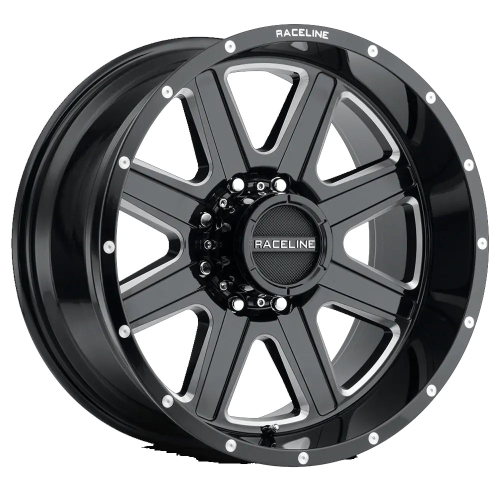 Raceline Hostage 940 18X9 Gloss Black Milled 6-139.7 (6-5.5") +12mm Offset