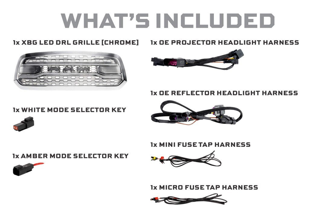 2013 - 2018 Dodge Ram 1500 XBG LED DRL Grille (Chrome)  XBG30