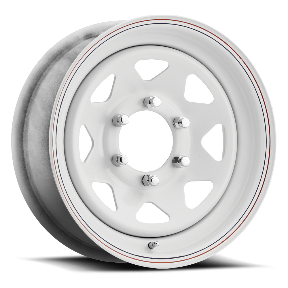 NHT Classics 8 spoke white Red/Blue Lines 14x6 Trailer Wheel 5-114.3 (5-4.5") 4" BS