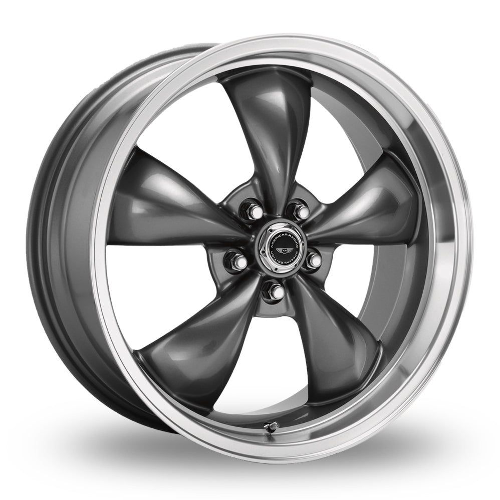 American Racing AR105M Torq Thrust M 5-114.3 (5-4.5") 17X7 Anthracite with Machined Lip 4.00" BS AR105M7765A