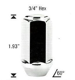 12M1.75 CHROME LONG BULGE NUTS