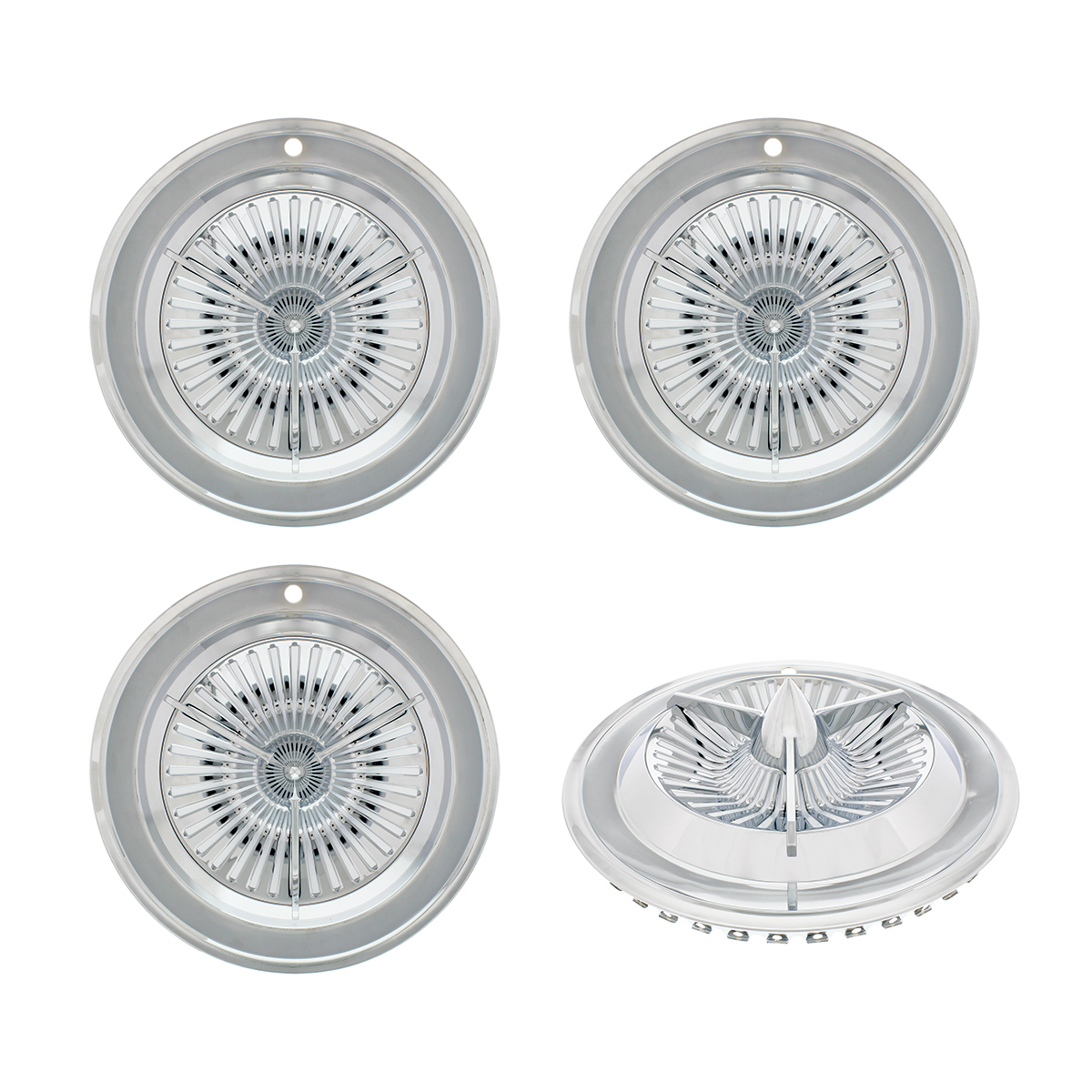 14" CHROME POLARA TRI-BAR HUBCAP (SET OF 4) C5056