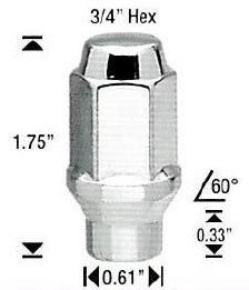9/16" ET CHROME WHEEL NUTS