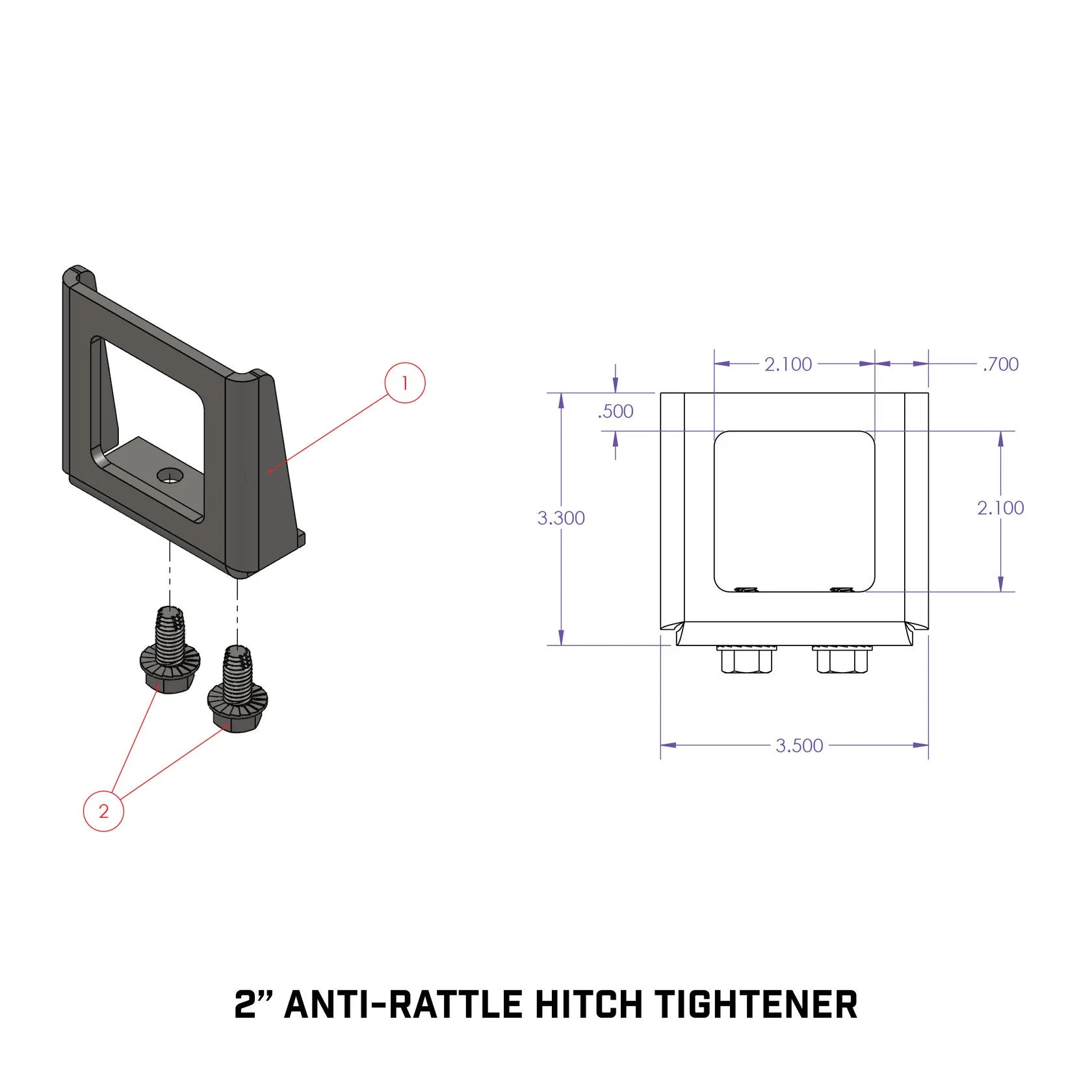 Gen-Y Anti-Rattle Hitch Tightener 2" Shank