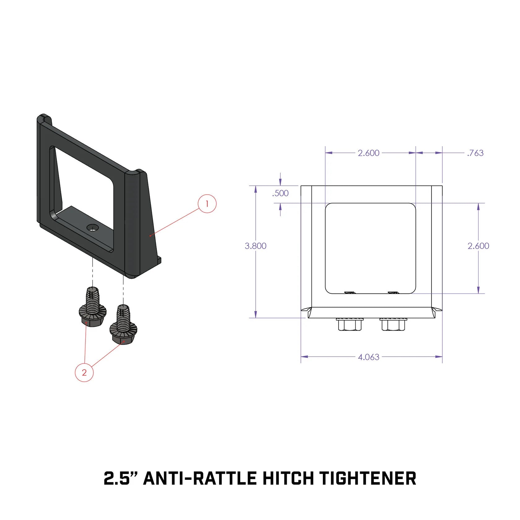 Gen-Y Anti-Rattle Hitch Tightener 2.5" Shank