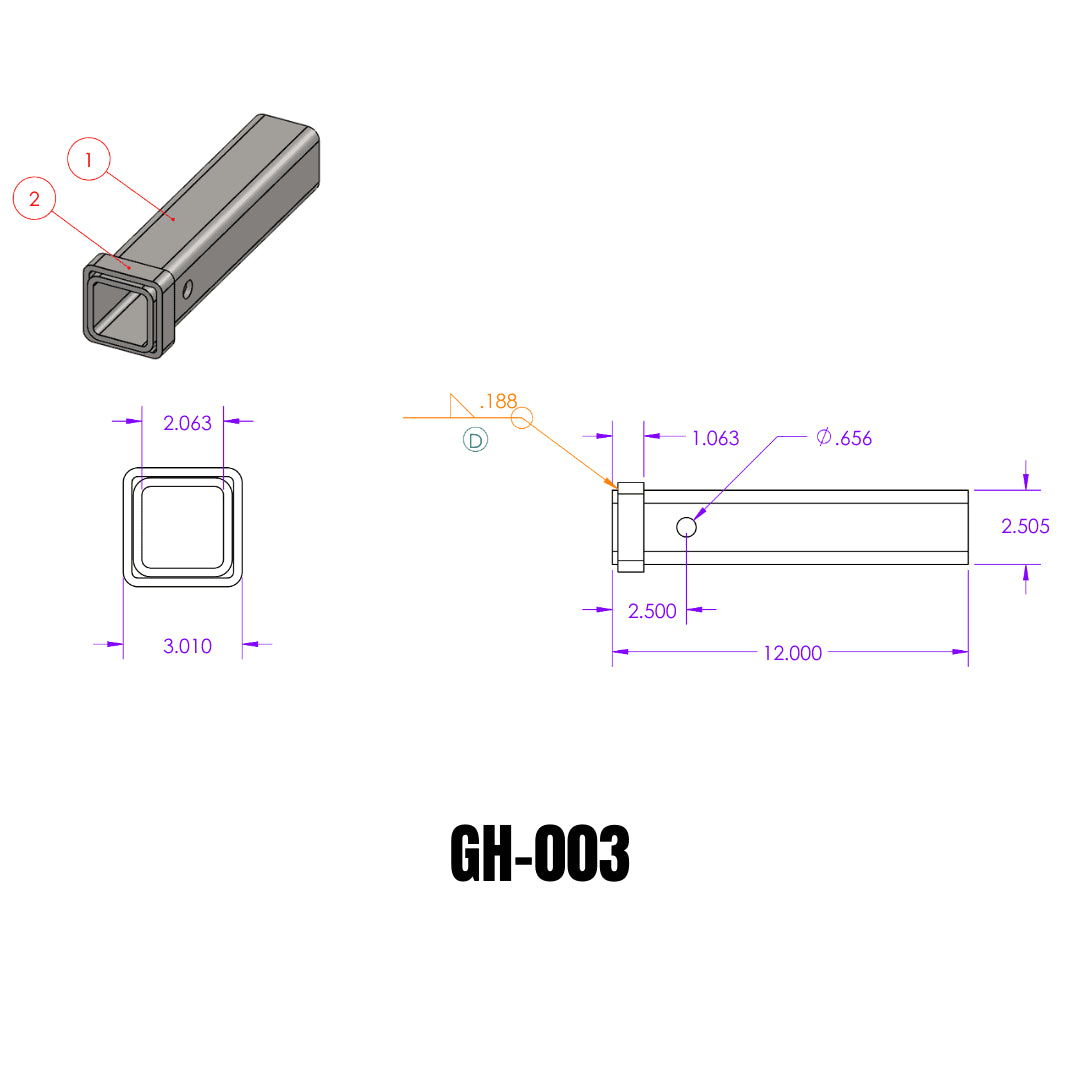 Gen-Y 2" Weld-On Receiver Tube