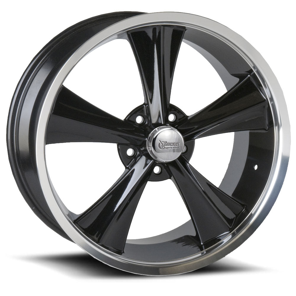 Rocket Racing Booster Modern Muscle 5-114.3 (5-4.5") 18x9 Black Machined 5.8"BS