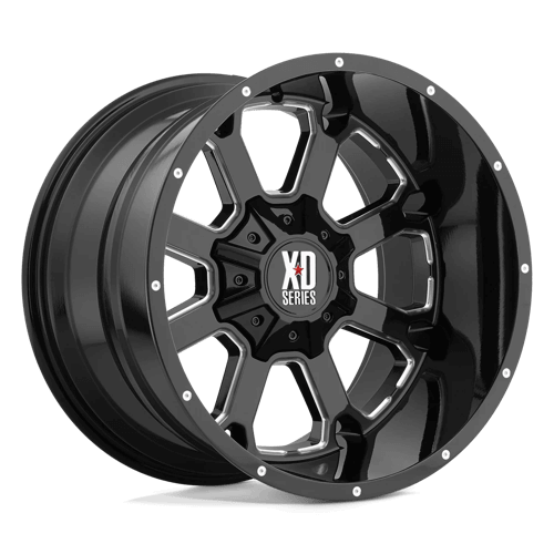 XD Wheels 825 Buck 25 5-127 (5-5") / 5-139.7 (5-5.5") 20X12 Gloss Black Milled -44mm Offset