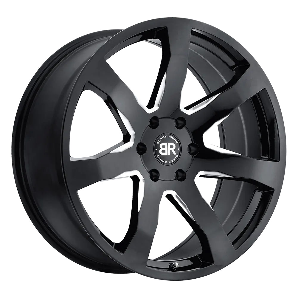 Black Rhino Mozambique 5-120 18X8.5 Gloss Black Milled Spokes +35mm Offset 1885MZA355120B76