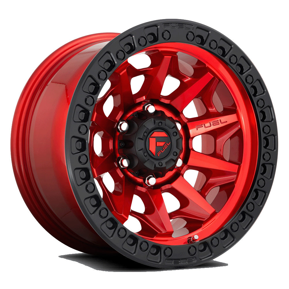 Fuel Wheels Covert D695 6-139.7 (6-5.5") 18X9 Candy Red Black Ring -12mm Offset D69518908445