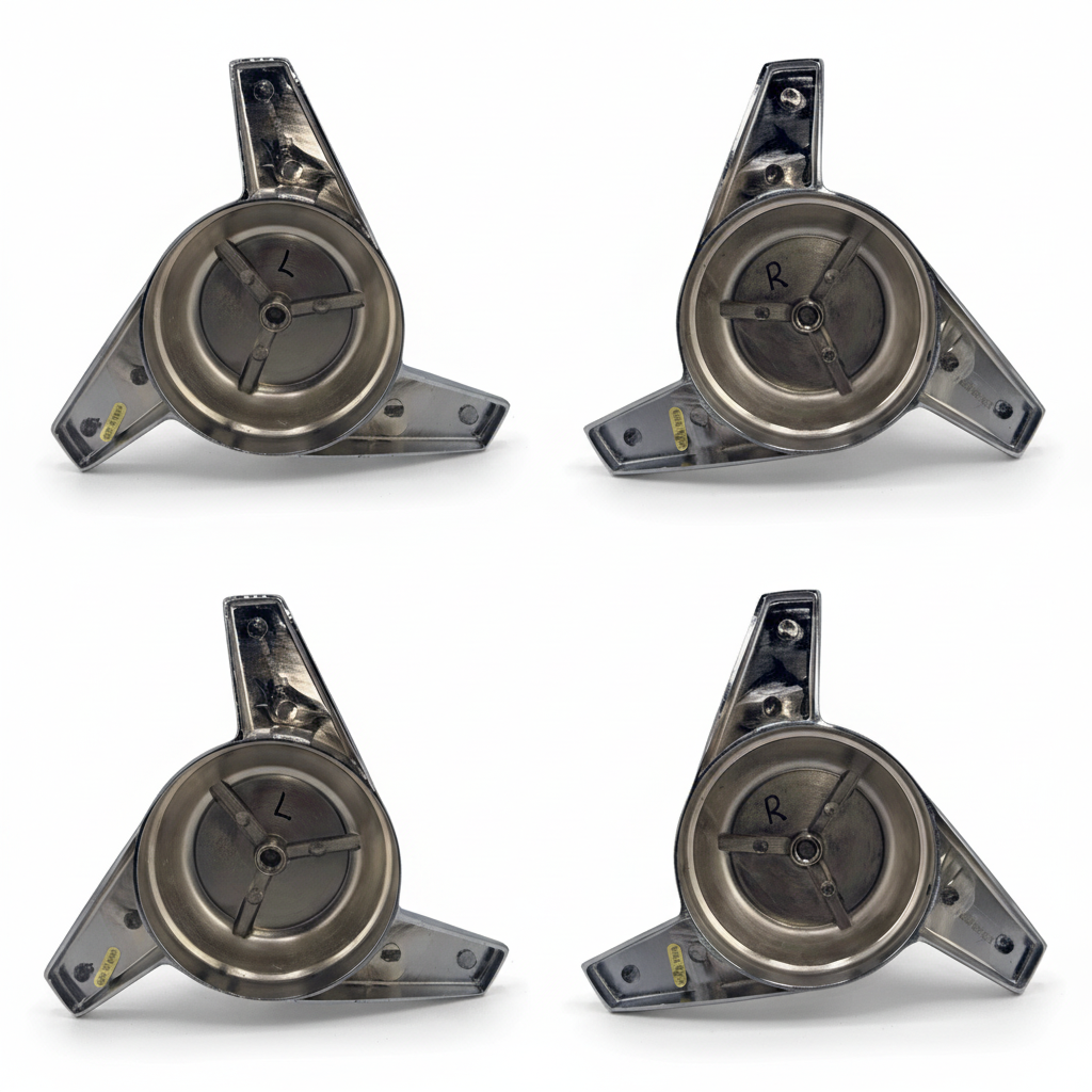 3 EAR  ANGLED CHROME SPINNER Internal Diameter:  2.91" External Diameter: 5.51" Protruding Depth: 1.18"