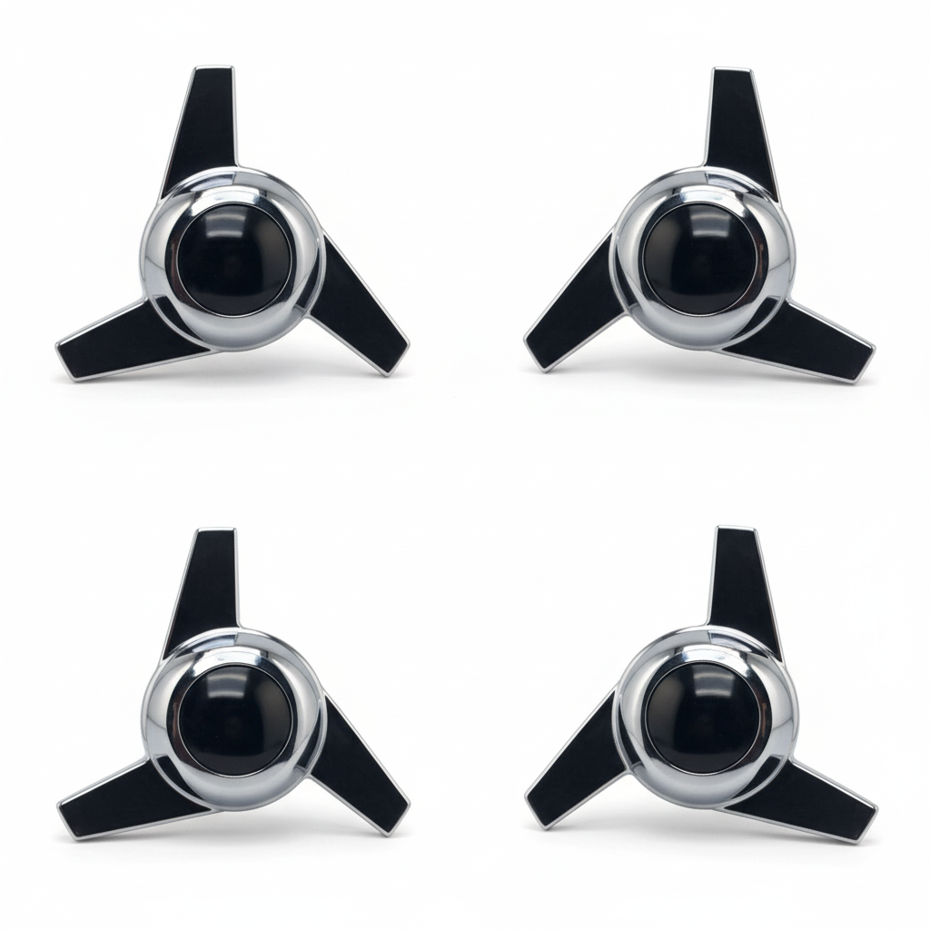 3 EAR  ANGLED CHROME SPINNER Internal Diameter:  2.91" External Diameter: 5.51" Protruding Depth: 1.18"