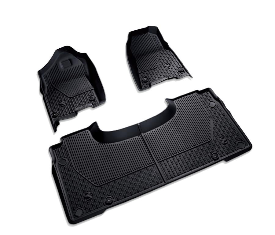 2019-2024 Ram 1500 Crew Cab Mopar Slush All-Weather Front and Rear Floor Mats with RAM Head Logo; Black