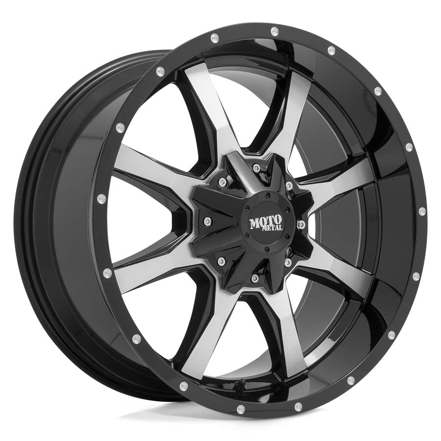 Moto Metal MO970 5-127 (5-5")","5-139.7 (5-5.5") 20X12 Gloss Black Machined Face 4.77" BS