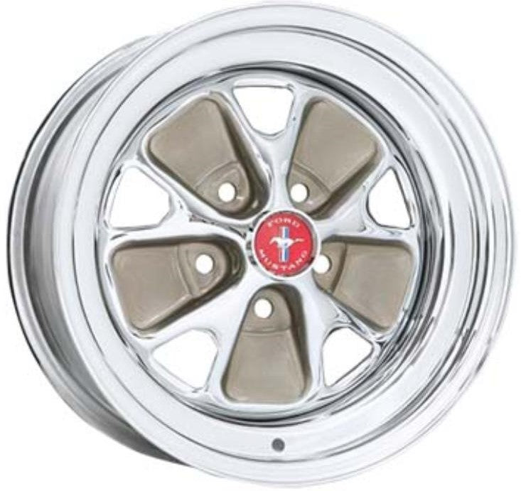 Wheel Vintiques Mustang Rallye 5-114.3 (5-4.5") 15X6 Chrome & Painted Steel 4.00" BS