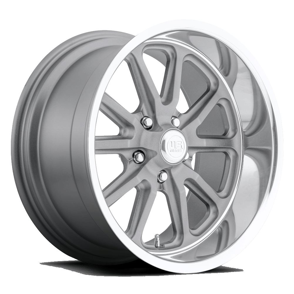 US Mag Rambler 5-120.65 (5-4.75") 18X9.5 Textured Grey + Cut Lip 5.25" BS