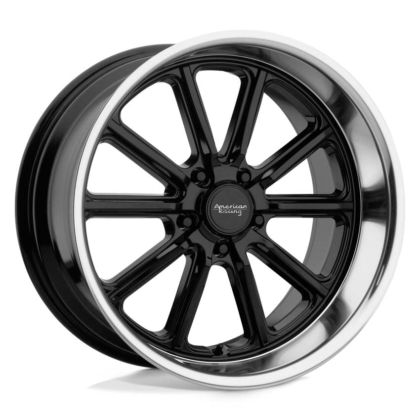 American Racing VN507 Rodder 5-120.65 (5-4.75") 17X7 Gloss Black Diamond Cut Lip 4.00" BS