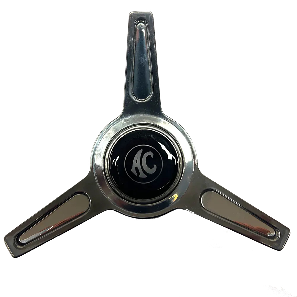AC cobra logo on black background 3 ear spinner cap    
